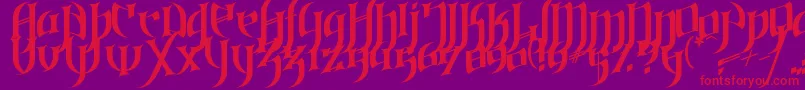 GothicLoveLetters-Schriftart – Rote Schriften auf violettem Hintergrund