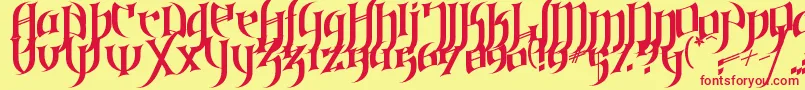GothicLoveLetters Font – Red Fonts on Yellow Background