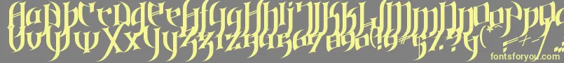 Fonte GothicLoveLetters – fontes amarelas em um fundo cinza