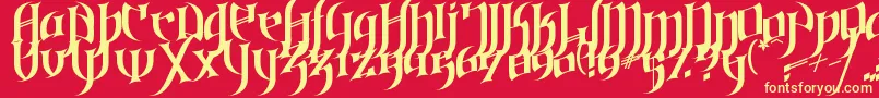 GothicLoveLetters-fontti – keltaiset fontit punaisella taustalla