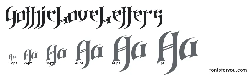 GothicLoveLetters Font Sizes