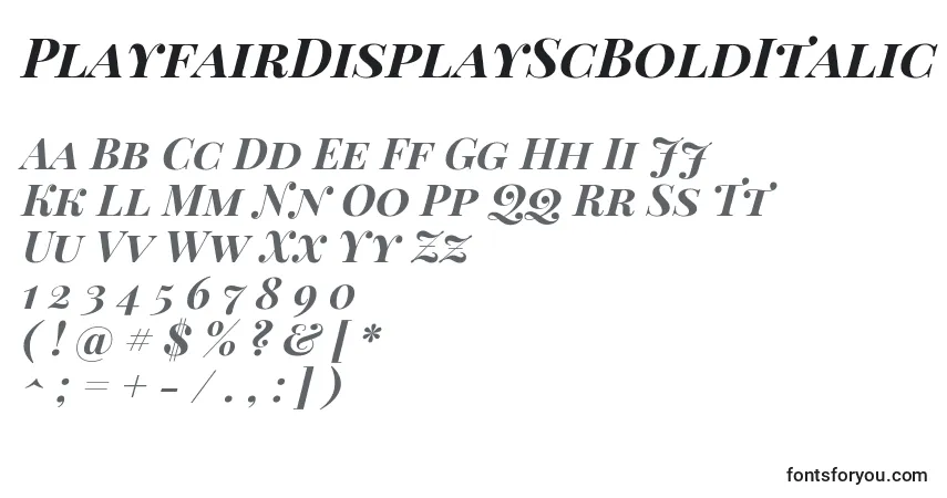 Шрифт PlayfairDisplayScBoldItalic – алфавит, цифры, специальные символы