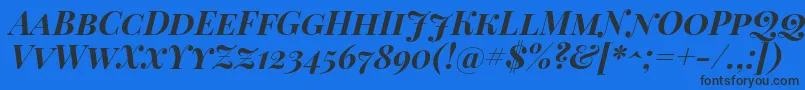 PlayfairDisplayScBoldItalic-fontti – mustat fontit sinisellä taustalla
