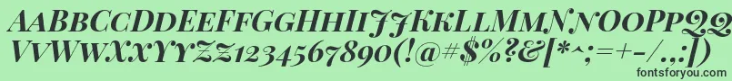 Шрифт PlayfairDisplayScBoldItalic – чёрные шрифты на зелёном фоне