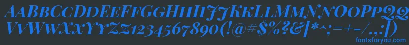 PlayfairDisplayScBoldItalic Font – Blue Fonts on Black Background