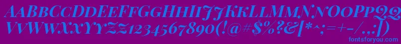 PlayfairDisplayScBoldItalic-fontti – siniset fontit violetilla taustalla
