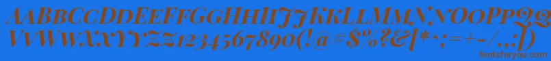 フォントPlayfairDisplayScBoldItalic – 茶色の文字が青い背景にあります。