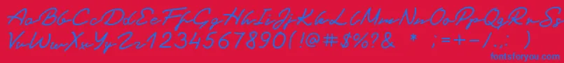 BlackTea Font – Blue Fonts on Red Background