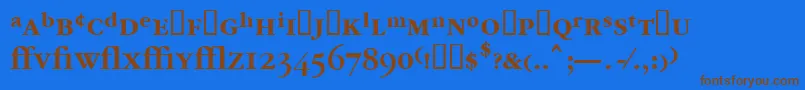 フォントGarrymondrianexpt5Sbldsh – 茶色の文字が青い背景にあります。