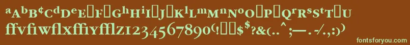 フォントGarrymondrianexpt5Sbldsh – 緑色の文字が茶色の背景にあります。