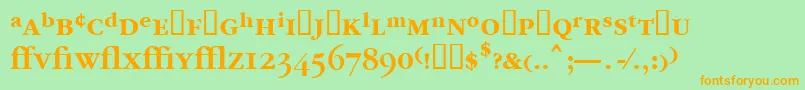 フォントGarrymondrianexpt5Sbldsh – オレンジの文字が緑の背景にあります。