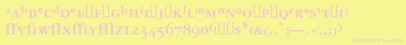 Garrymondrianexpt5Sbldsh-fontti – vaaleanpunaiset fontit keltaisella taustalla