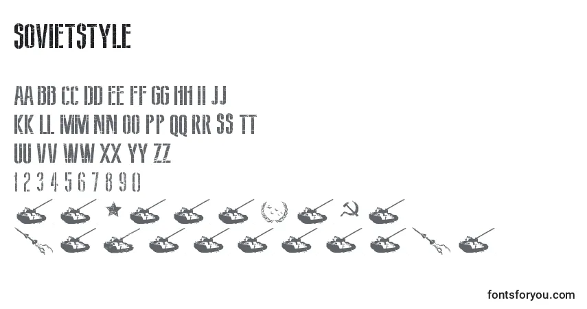 SovietStyle-fontti – aakkoset, numerot, erikoismerkit