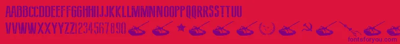 フォントSovietStyle – 赤い背景に紫のフォント