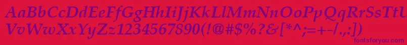 Saiba mais sobre a fonte PalatinoLtBoldItalic Fonte PalatinoLtBoldItalic – fontes roxas em um fundo vermelho
