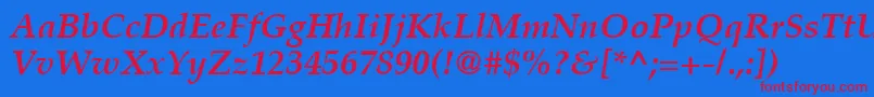 PalatinoLtBoldItalic Font – Red Fonts on Blue Background