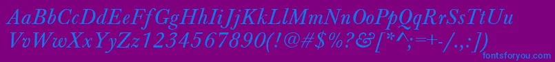 BaskervilleA.ZPsNormalItalic Font – Blue Fonts on Purple Background