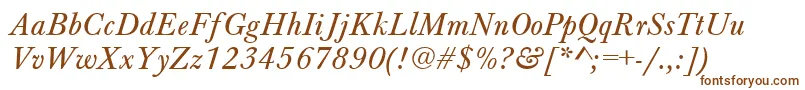 BaskervilleA.ZPsNormalItalic-Schriftart – Braune Schriften auf weißem Hintergrund