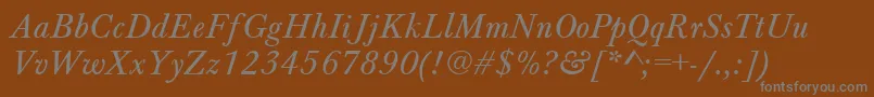 BaskervilleA.ZPsNormalItalic-Schriftart – Graue Schriften auf braunem Hintergrund