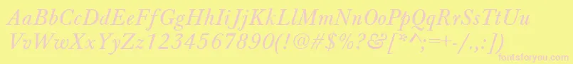 BaskervilleA.ZPsNormalItalic Font – Pink Fonts on Yellow Background