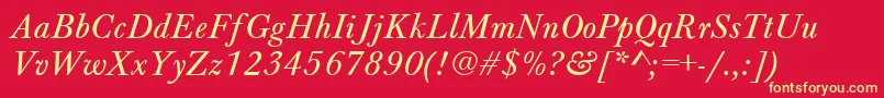 BaskervilleA.ZPsNormalItalic Font – Yellow Fonts on Red Background