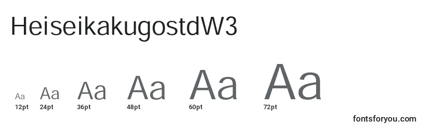 Размеры шрифта HeiseikakugostdW3