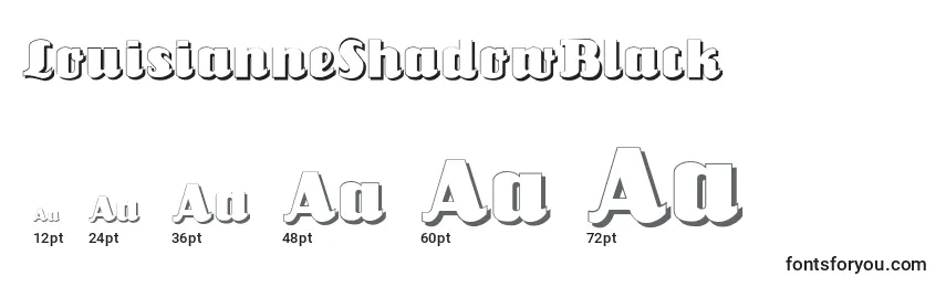 Размеры шрифта LouisianneShadowBlack