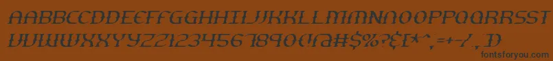 フォントGestureThinSlantBrk – 黒い文字が茶色の背景にあります