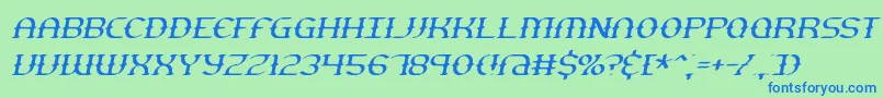 GestureThinSlantBrk Font – Blue Fonts on Green Background