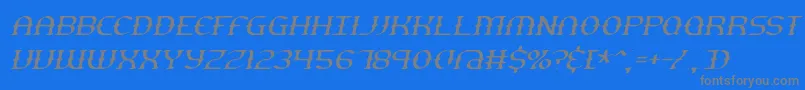 フォントGestureThinSlantBrk – 青い背景に灰色の文字