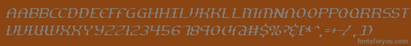 GestureThinSlantBrk-fontti – harmaat kirjasimet ruskealla taustalla