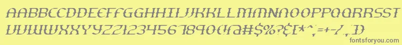 フォントGestureThinSlantBrk – 黄色の背景に灰色の文字