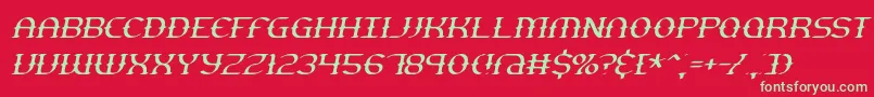 フォントGestureThinSlantBrk – 赤い背景に緑の文字