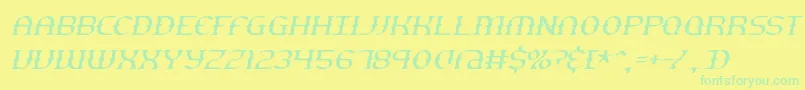 GestureThinSlantBrk Font – Green Fonts on Yellow Background