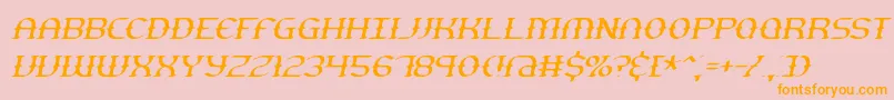 GestureThinSlantBrk-Schriftart – Orangefarbene Schriften auf rosa Hintergrund