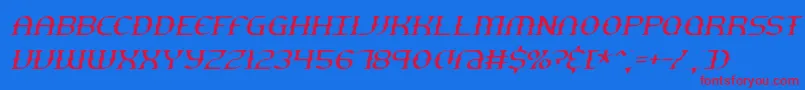 GestureThinSlantBrk Font – Red Fonts on Blue Background