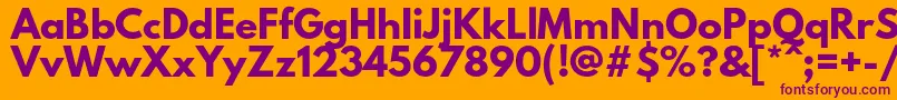 LeaguespartanBold-Schriftart – Violette Schriften auf orangefarbenem Hintergrund