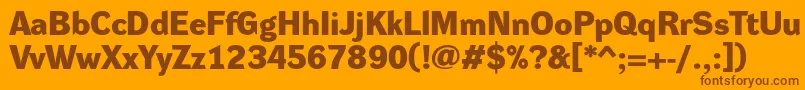 DynagroteskdeBold-Schriftart – Braune Schriften auf orangefarbenem Hintergrund