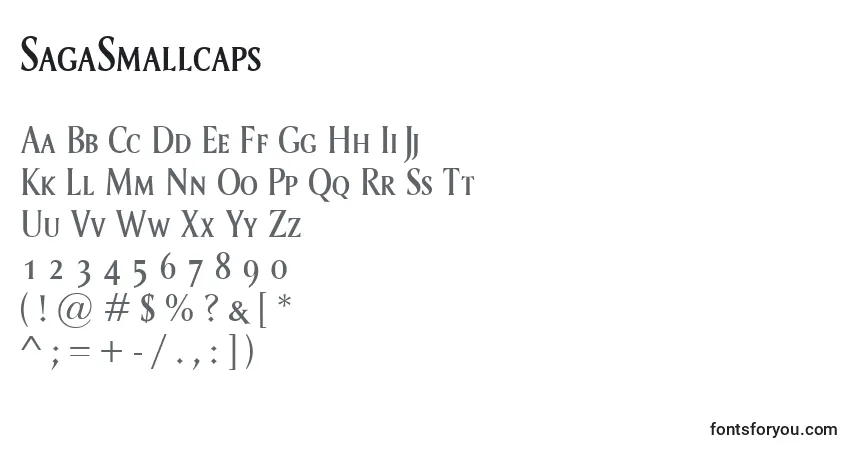 SagaSmallcaps-fontti – aakkoset, numerot, erikoismerkit