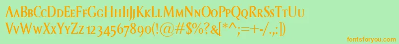 SagaSmallcaps Font – Orange Fonts on Green Background