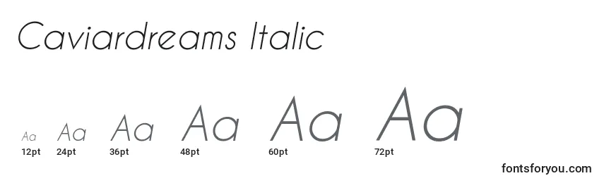 Размеры шрифта Caviardreams Italic