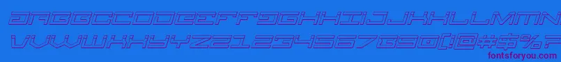 Legionbulletital-Schriftart – Violette Schriften auf blauem Hintergrund