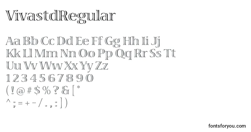 A fonte VivastdRegular – alfabeto, números, caracteres especiais