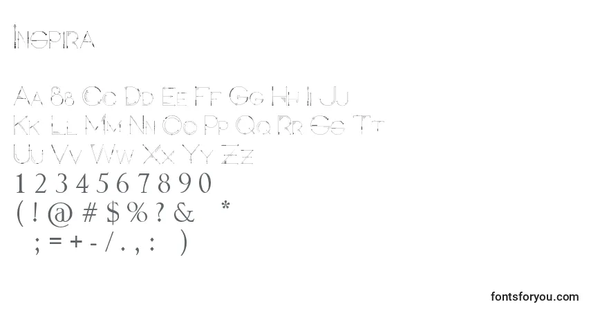 Czcionka Inspira – alfabet, cyfry, specjalne znaki