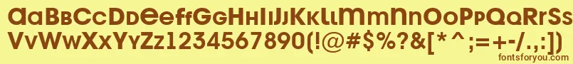 フォントAAvantetitlercpslcBold – 茶色の文字が黄色の背景にあります。