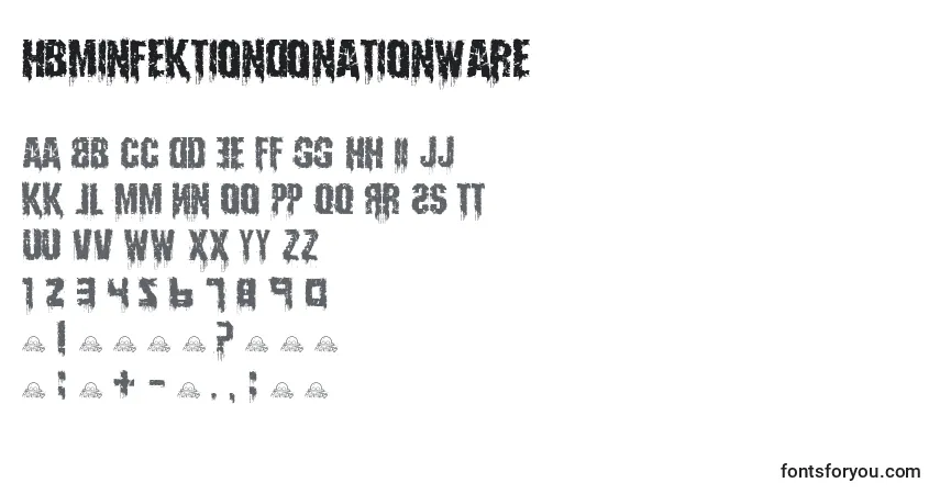 Schriftart HbmInfektionDonationware – Alphabet, Zahlen, spezielle Symbole