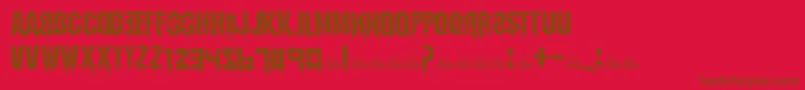 HbmInfektionDonationware-fontti – ruskeat fontit punaisella taustalla