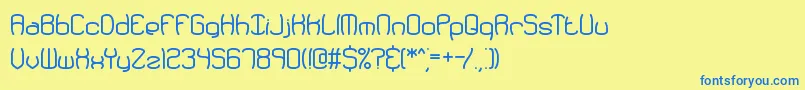 フォントRedundan – 青い文字が黄色の背景にあります。