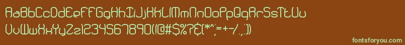 フォントRedundan – 緑色の文字が茶色の背景にあります。