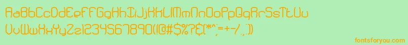 フォントRedundan – オレンジの文字が緑の背景にあります。